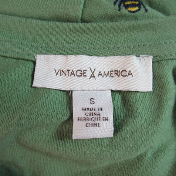 Vintage X America T Shirt Womens Small Green Embroidered Bee Short Sleeve Tee - Picture 5 of 6